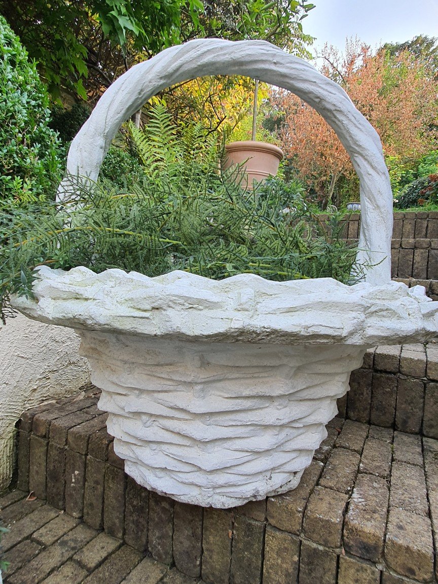 Paire De Vasques De Jardin En Forme De Panier XXeme -photo-4