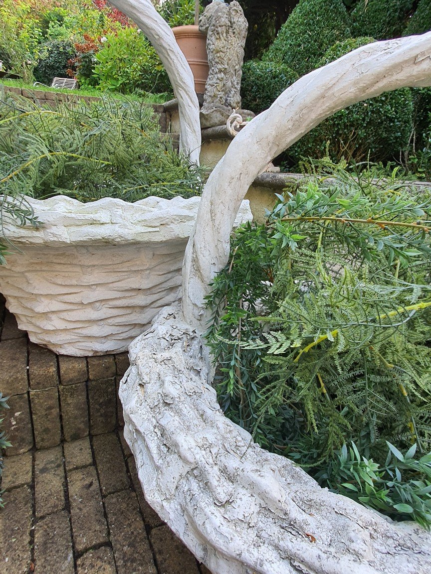 Paire De Vasques De Jardin En Forme De Panier XXeme -photo-1