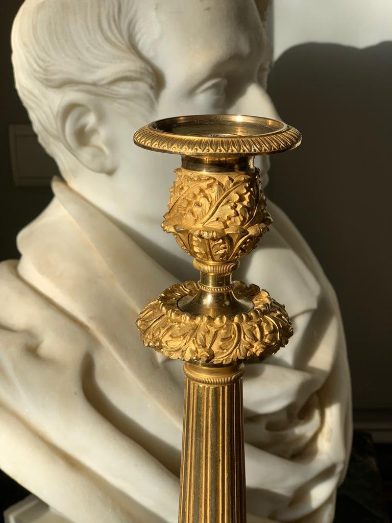 Belle Paire De Flambeaux Début Du XIXeme Siècle. -photo-2