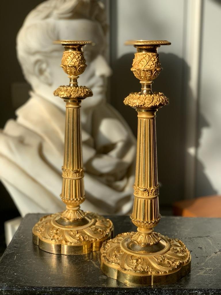 Belle Paire De Flambeaux Début Du XIXeme Siècle. 