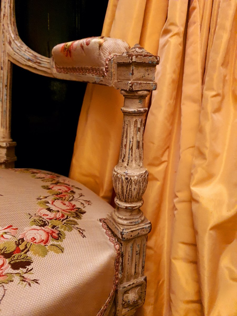 Fauteuil Cabriolet De Style Louis XVI -photo-3