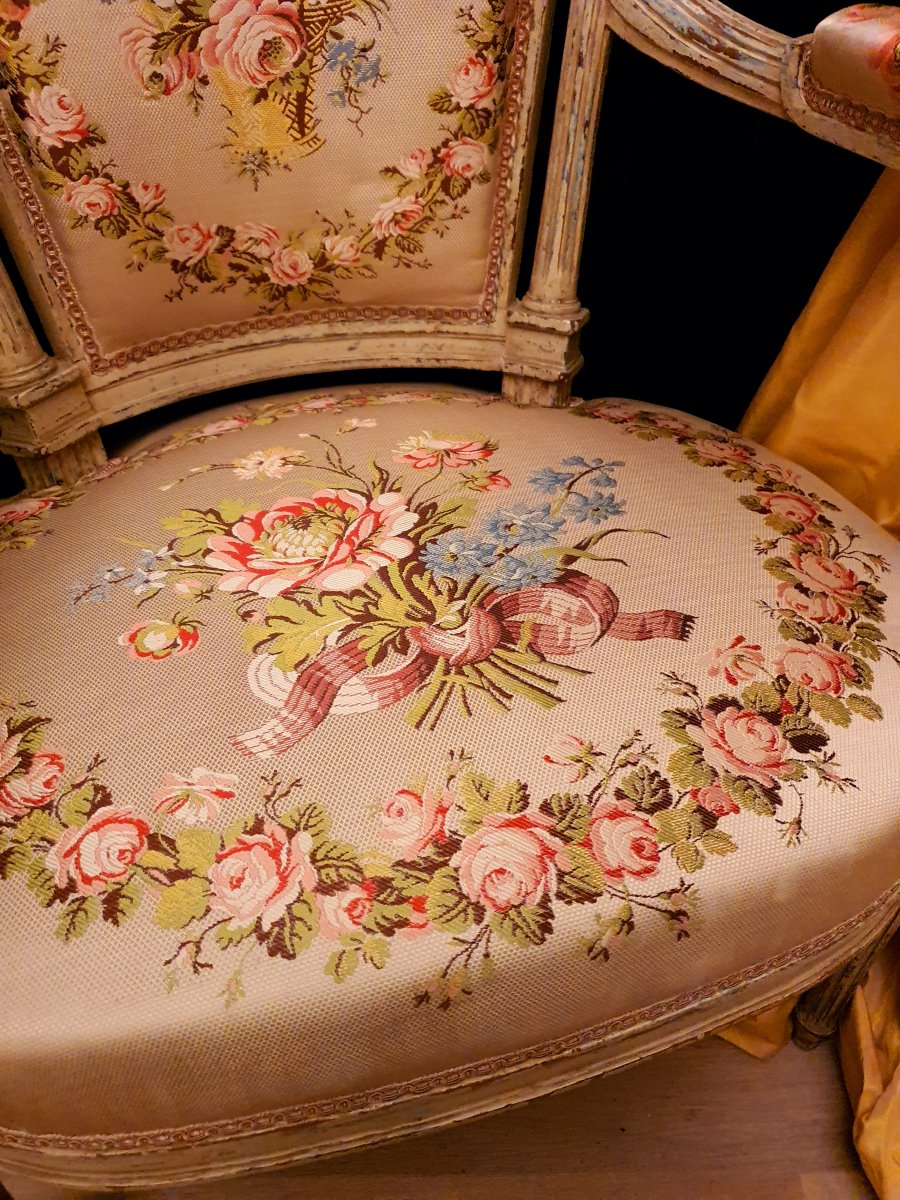 Fauteuil Cabriolet De Style Louis XVI -photo-2
