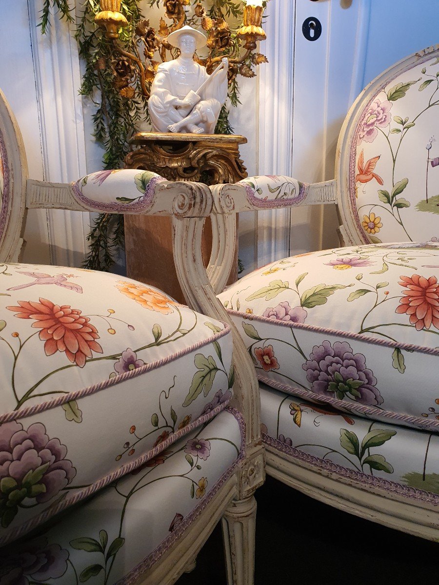 Paire Cabriolets Epoque Louis XVI -photo-3