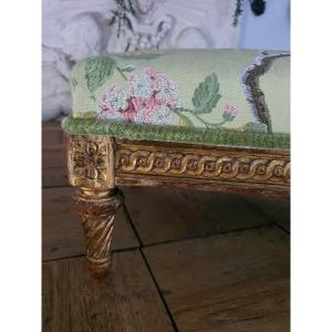 Tabouret De Pieds Bois Doré Style Louis XVI