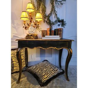 18th Century Blackened And Gilded Wood Console 