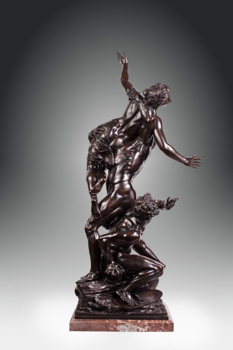 "L'enlèvement des Sabines" Grand bronze (H 120 cm) vers 1830-photo-2