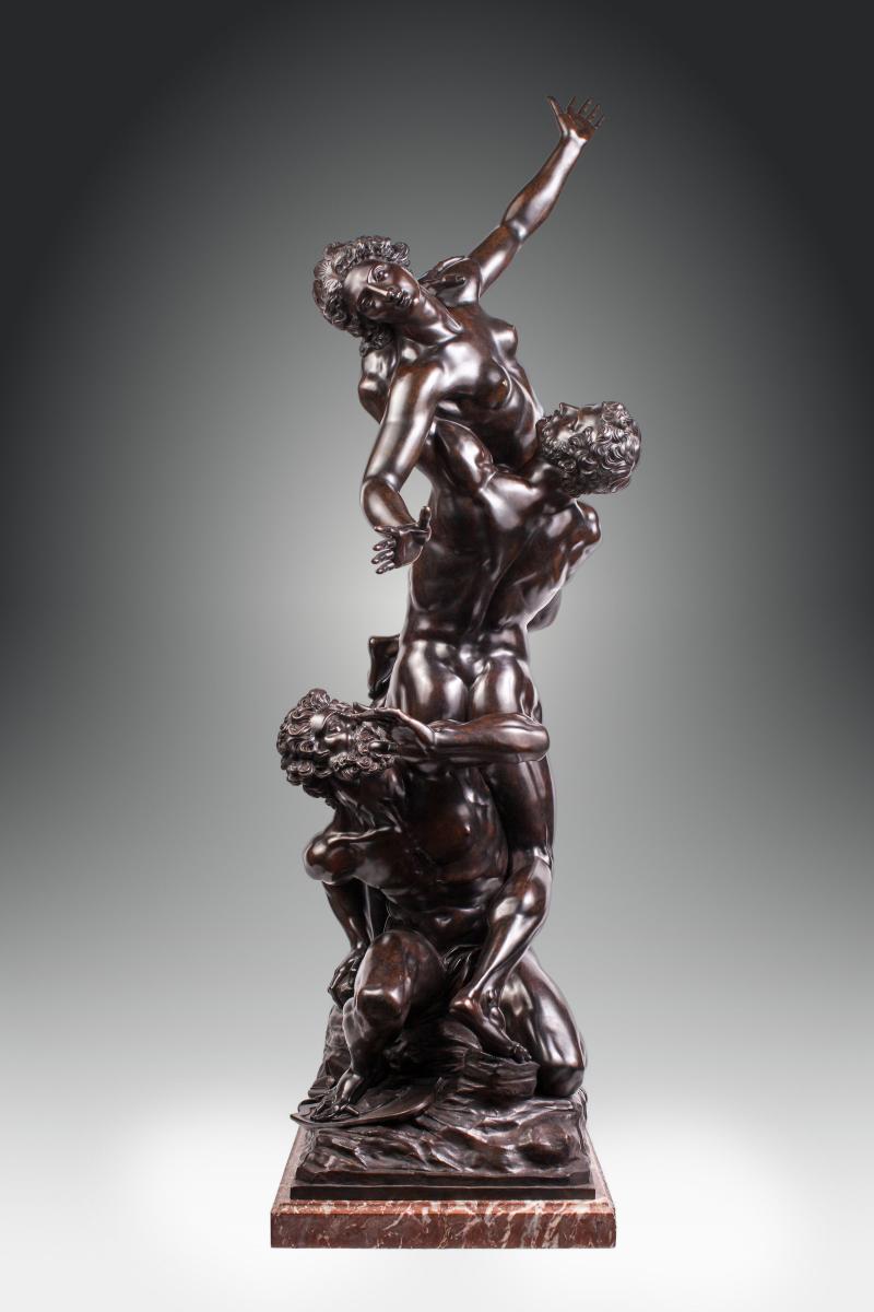 "L'enlèvement des Sabines" Grand bronze (H 120 cm) vers 1830-photo-3