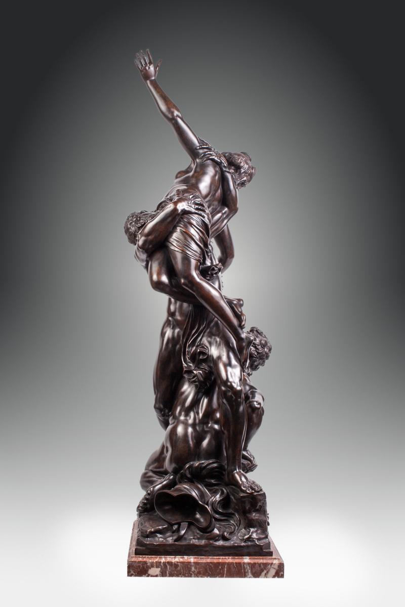 "L'enlèvement des Sabines" Grand bronze (H 120 cm) vers 1830-photo-4