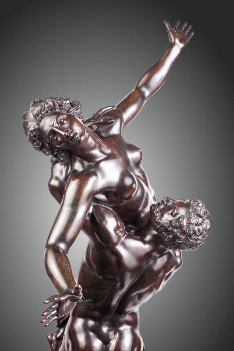 "L'enlèvement des Sabines" Grand bronze (H 120 cm) vers 1830-photo-4