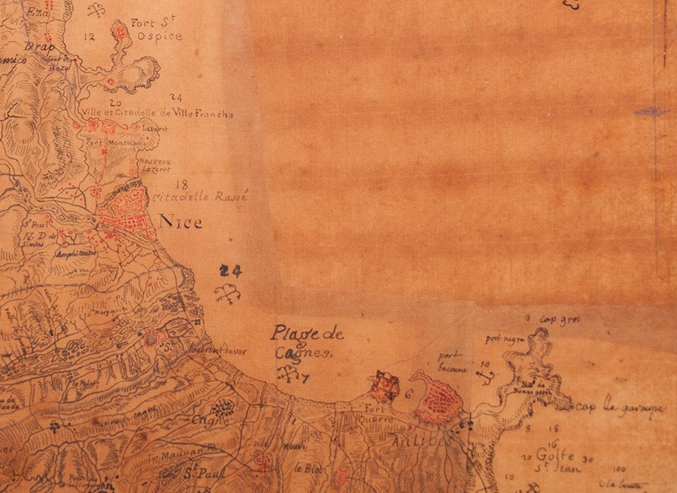 Carte Manuscrite De La Riviera / Côte D’azur 1740-1750-photo-2