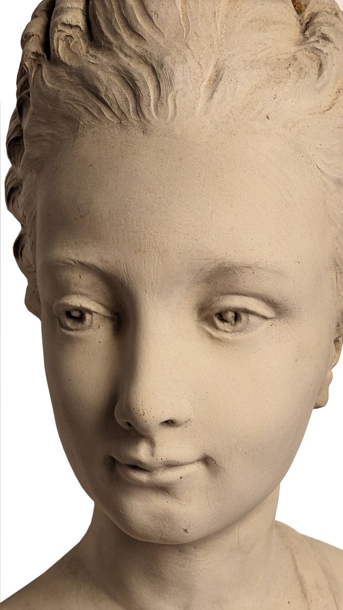 Ferdinand Cian, buste de jeune fille en terre cuite-photo-3