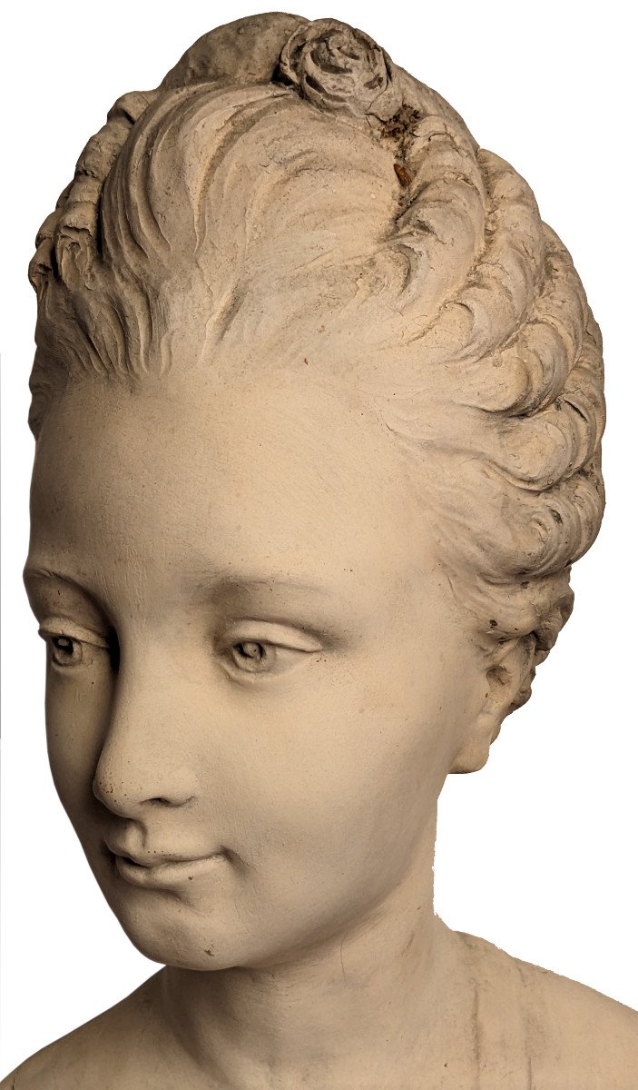 Ferdinand Cian, buste de jeune fille en terre cuite-photo-3