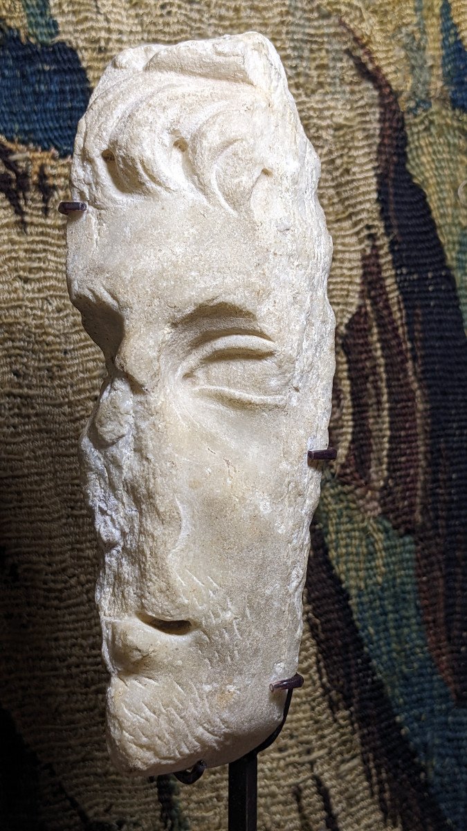 Marble Fragment Of A Man's Head, Roman Art-photo-2