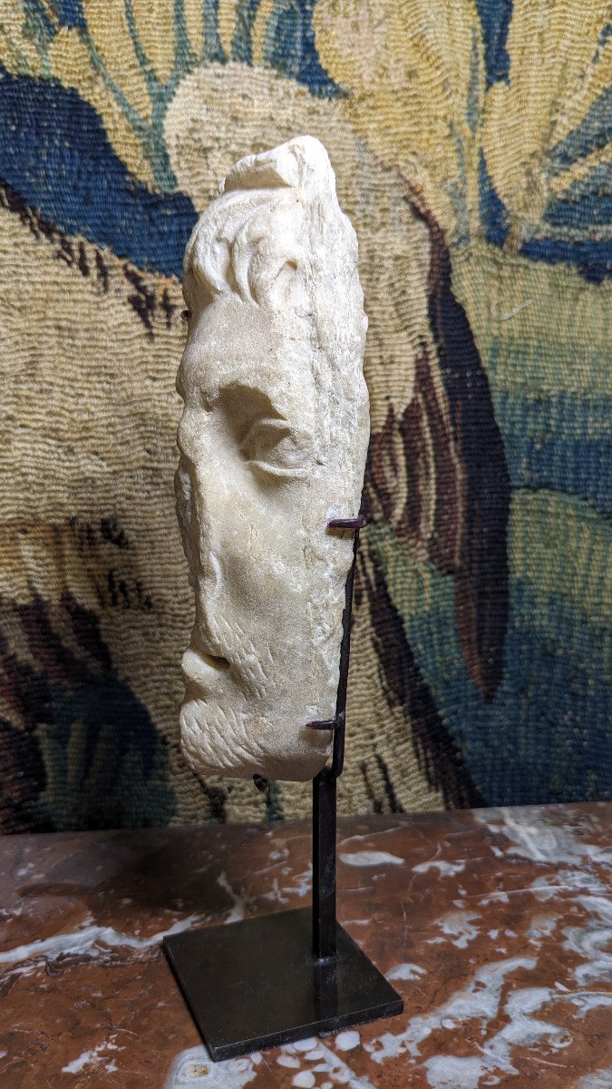 Marble Fragment Of A Man's Head, Roman Art-photo-1