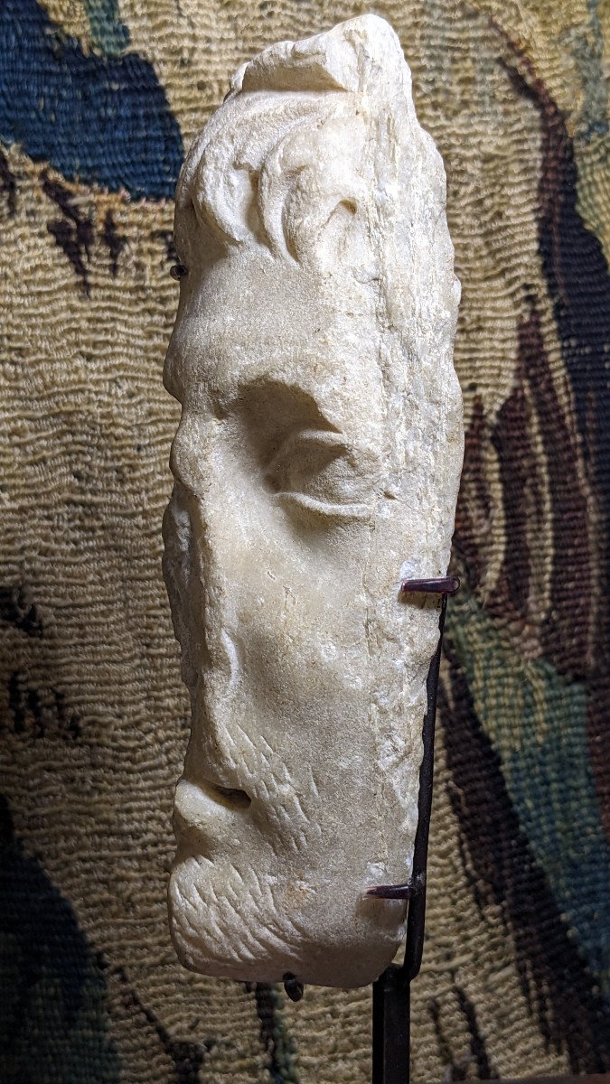 Marble Fragment Of A Man's Head, Roman Art-photo-2