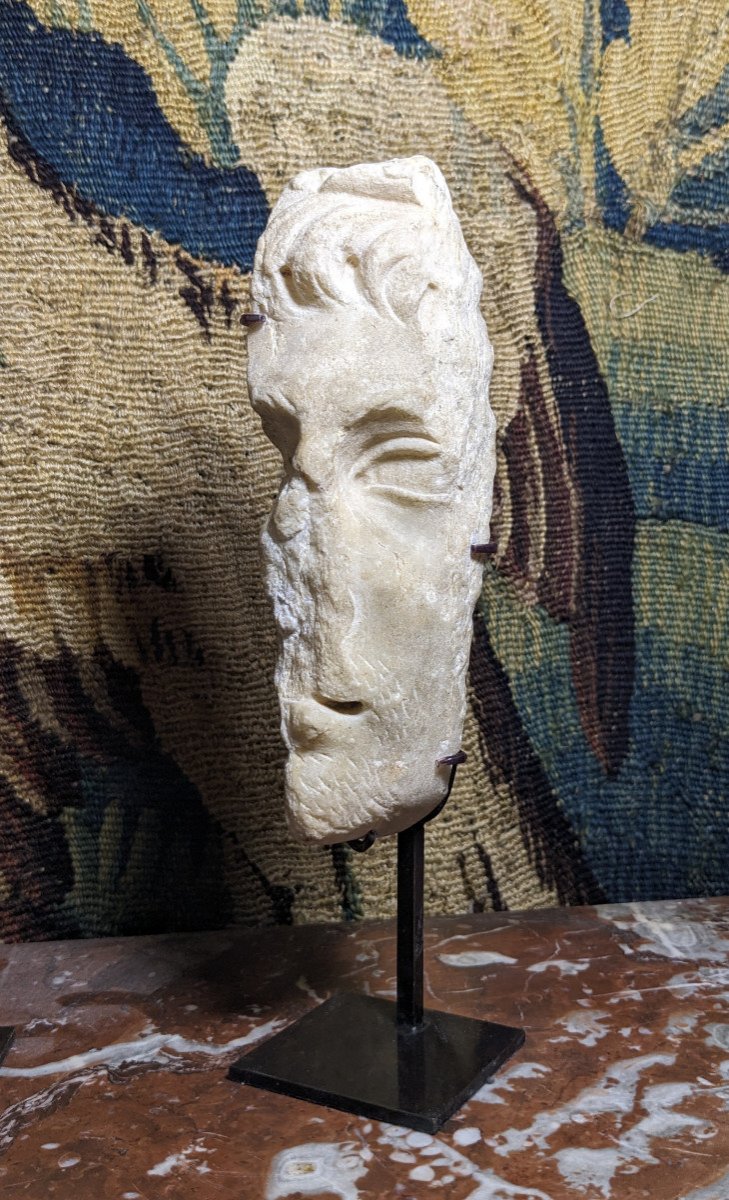 Marble Fragment Of A Man's Head, Roman Art