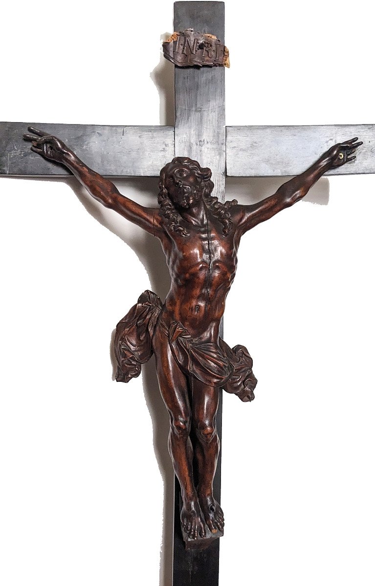 Christ Of The School Of Nancy Around 1700 In Sainte-lucie Wood-photo-2