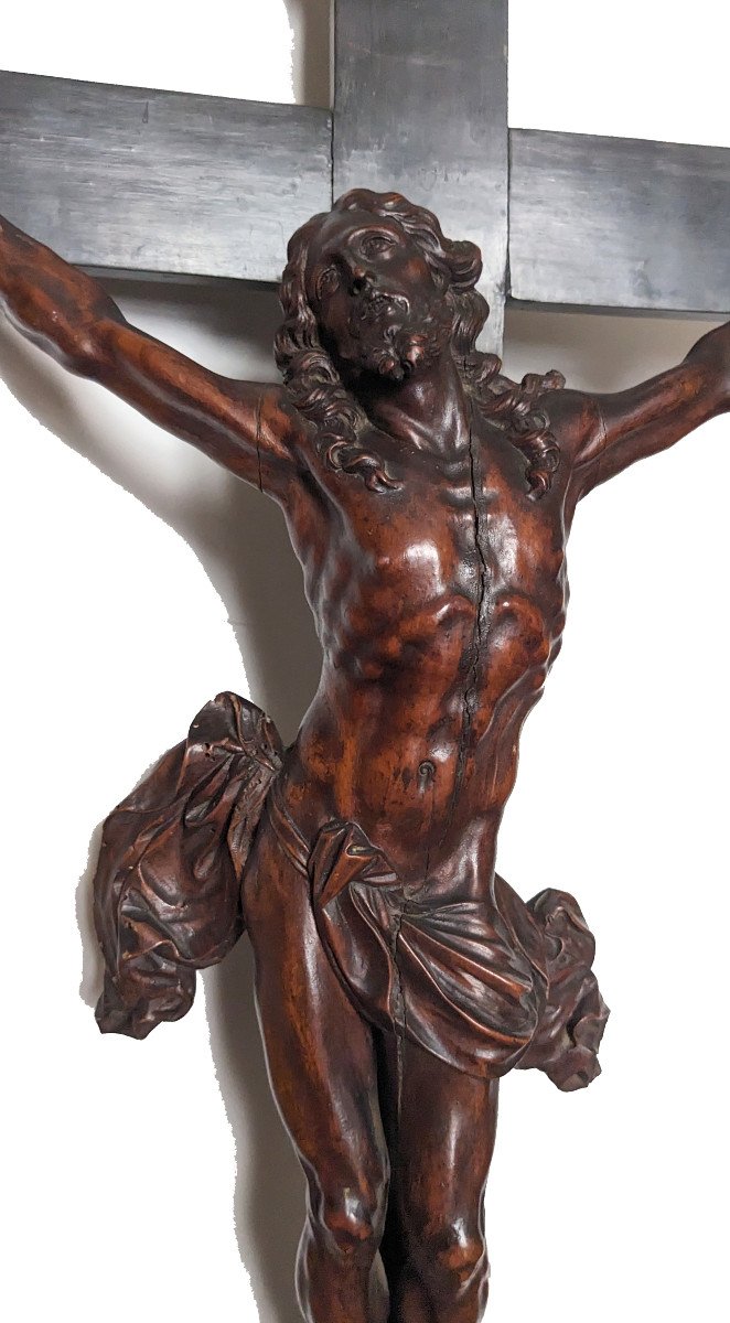 Christ Of The School Of Nancy Around 1700 In Sainte-lucie Wood-photo-3