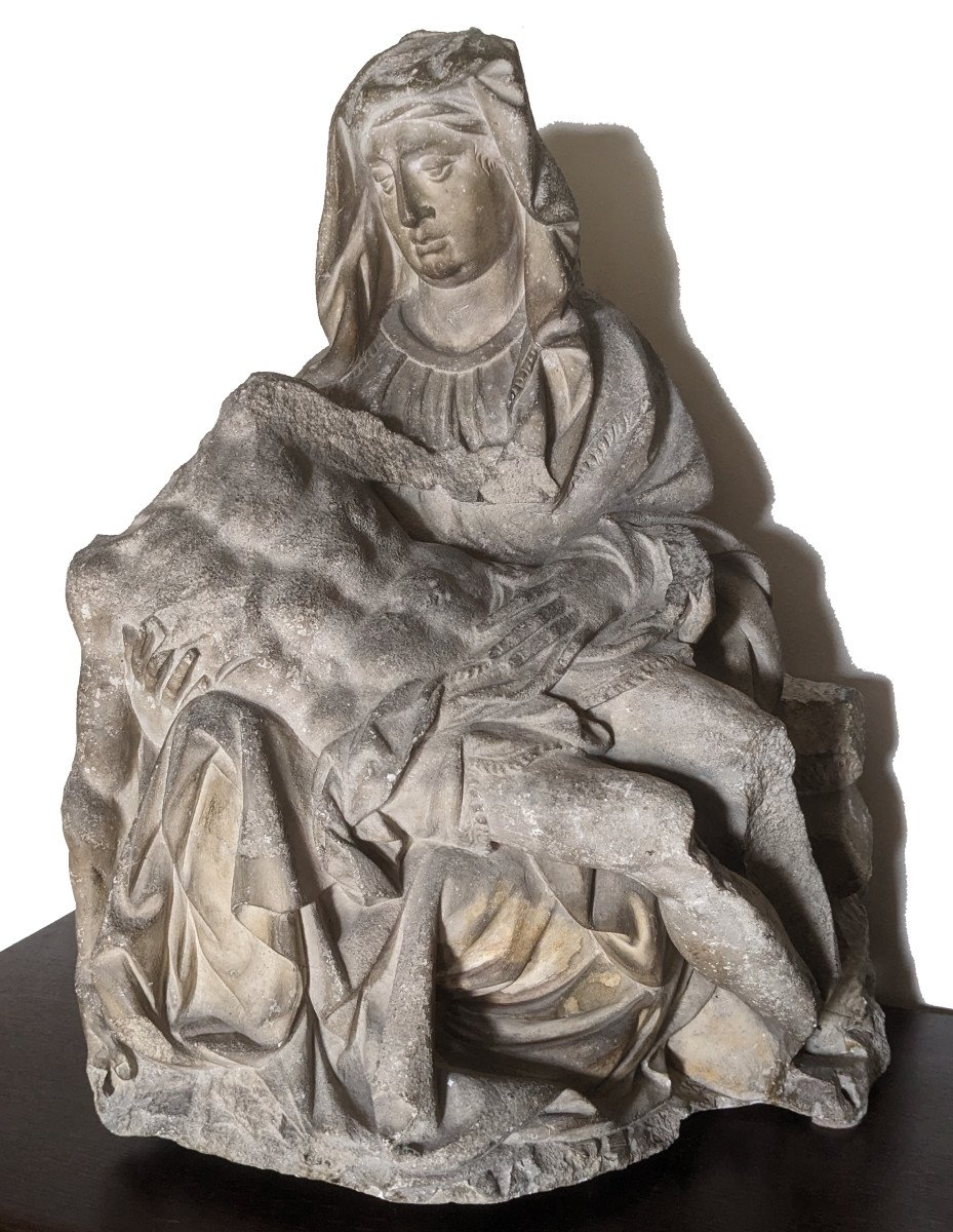 Limestone Pieta, Toulouse School Of The 16th Century-photo-3