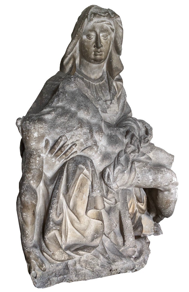 Limestone Pieta, Toulouse School Of The 16th Century-photo-2