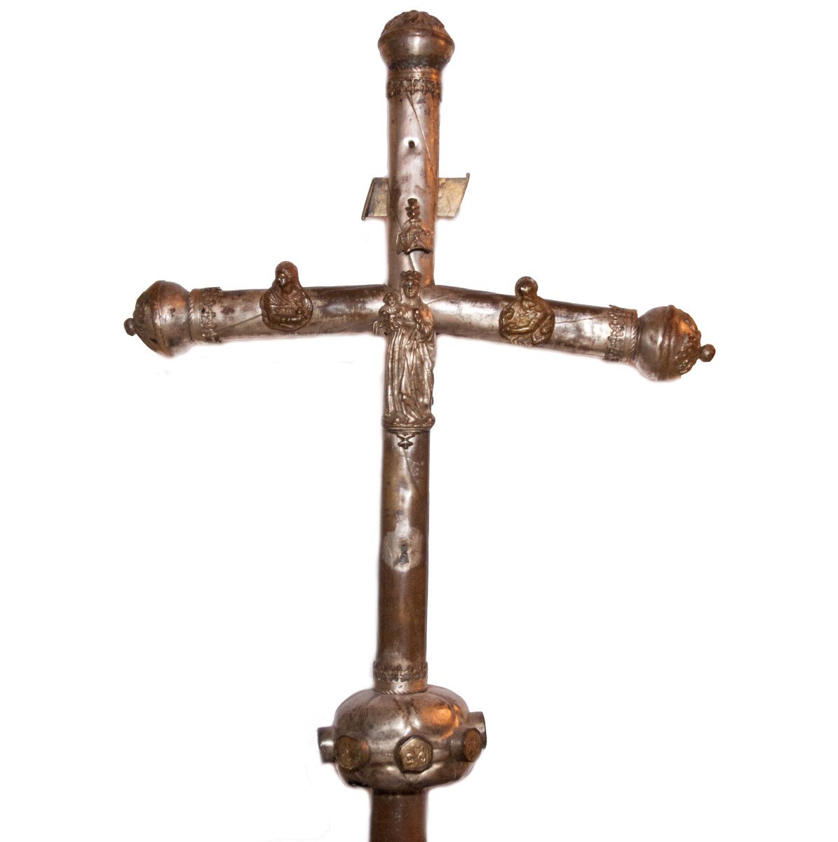 Silvered Bronze Procession Cross, Early XVI Th Century-photo-3