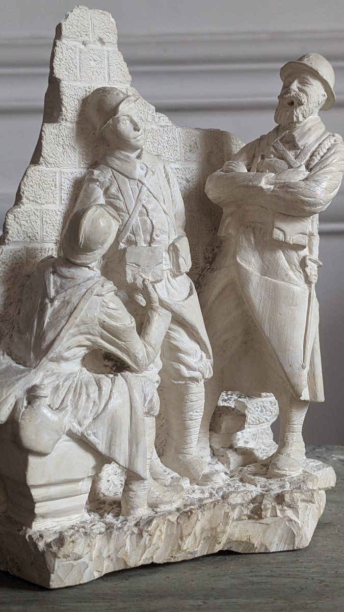 Deux sculptures originales en calcaire de poilus, Hibruit, 1916-photo-1
