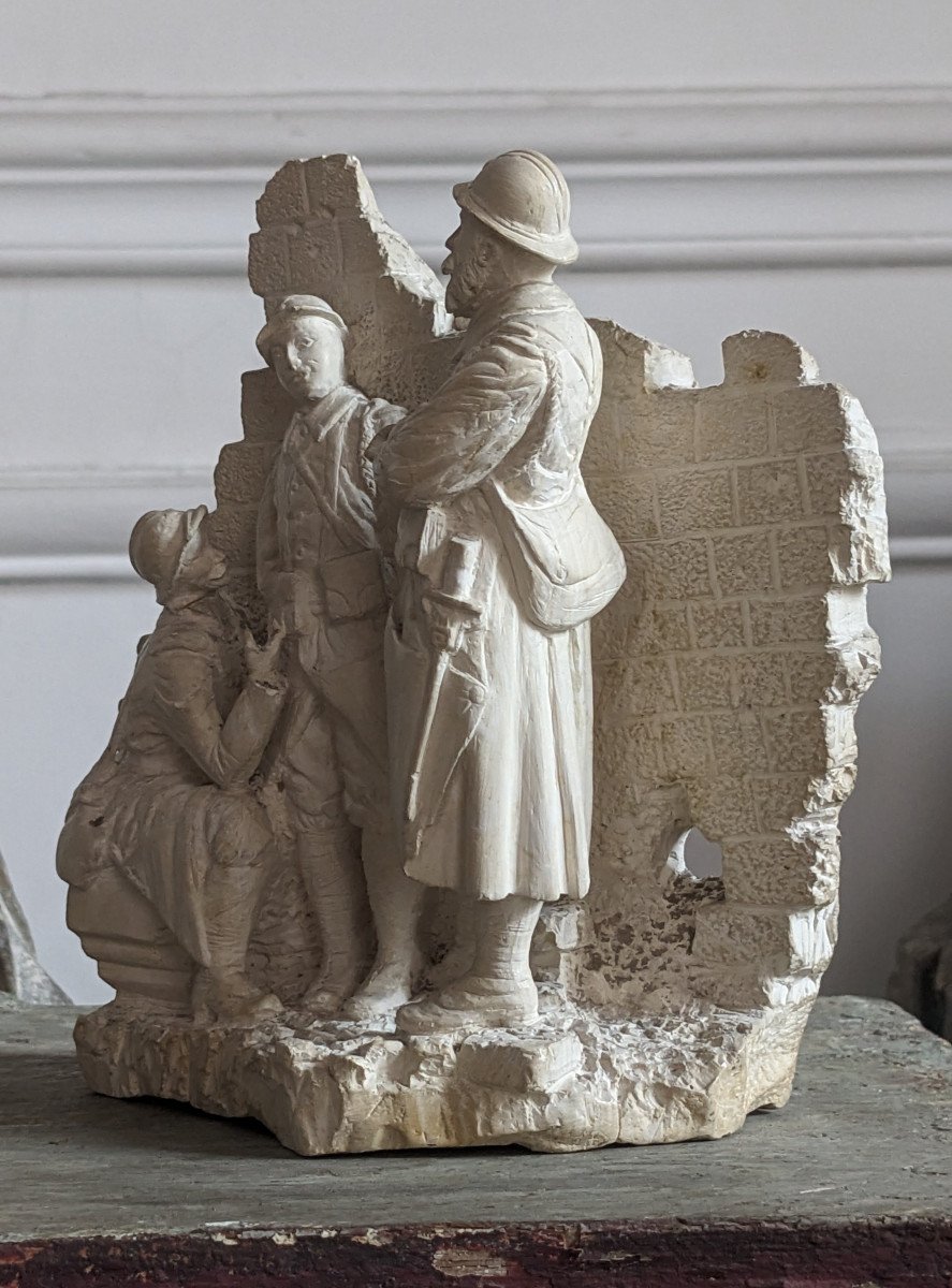 Deux sculptures originales en calcaire de poilus, Hibruit, 1916-photo-3