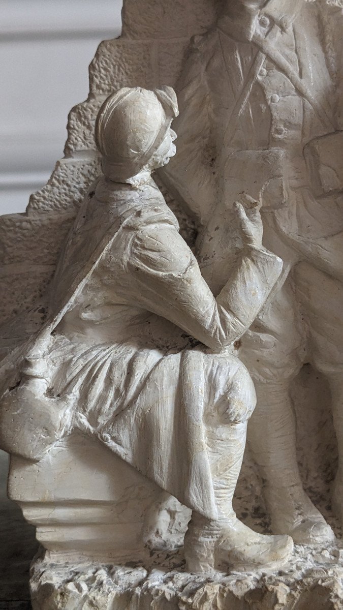 Deux sculptures originales en calcaire de poilus, Hibruit, 1916-photo-8