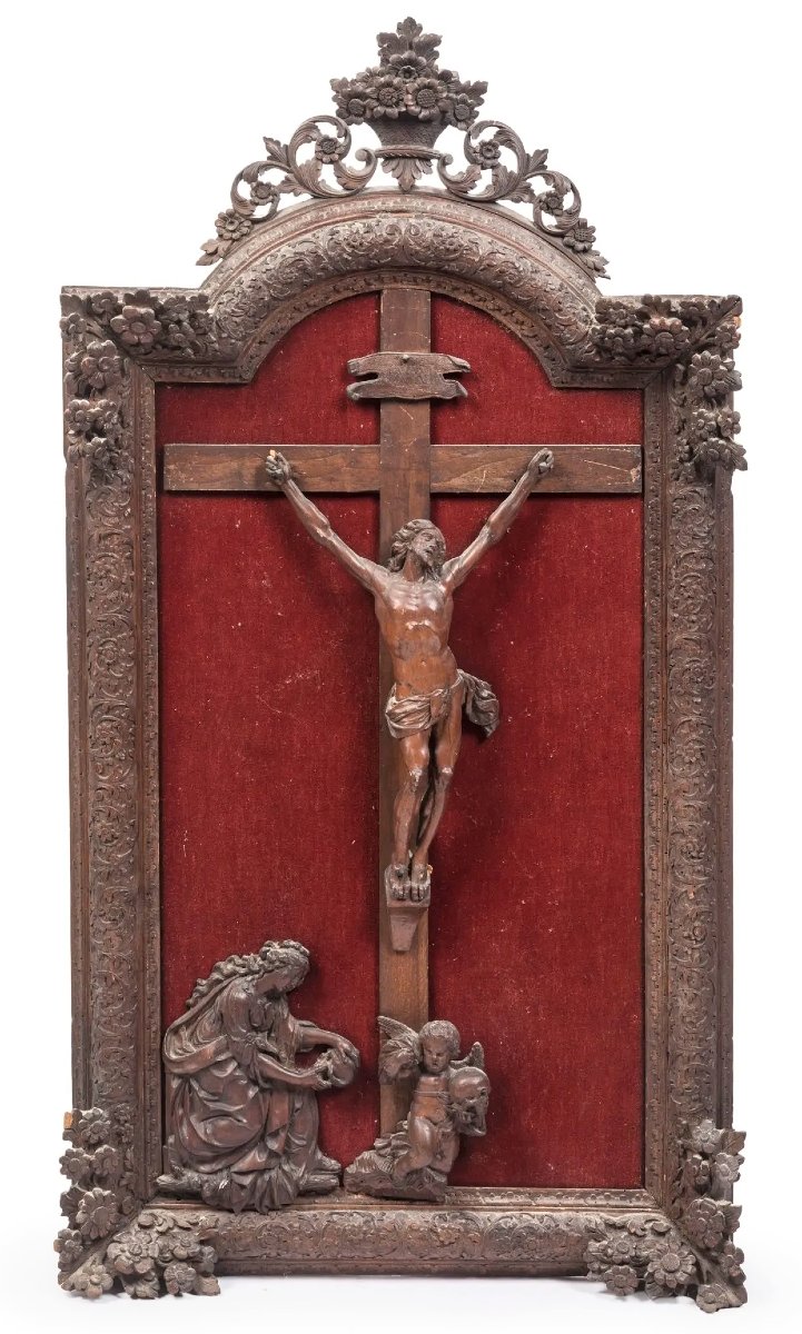 Christ encadré avec Marie-Madeleine et un ange, école de Nancy vers 1700