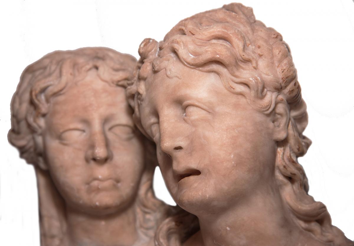 Paire de bustes féminins en albâtre, Pays-Bas méridionaux vers 1550, entourage de Floris-photo-2