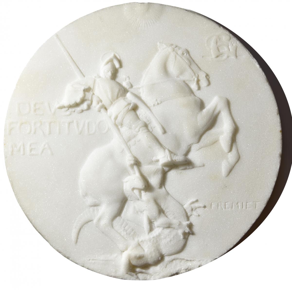 Emmanuel Fremiet - Marble Medallion Of St Georges-photo-2