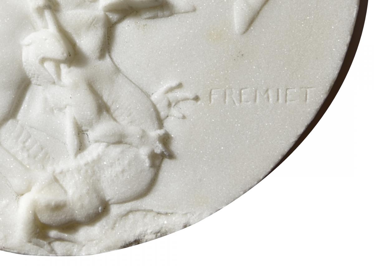 Emmanuel Fremiet - Marble Medallion Of St Georges-photo-3