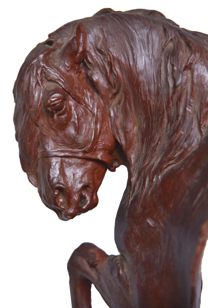 Buste de cheval en cire, sculpture originale-photo-2