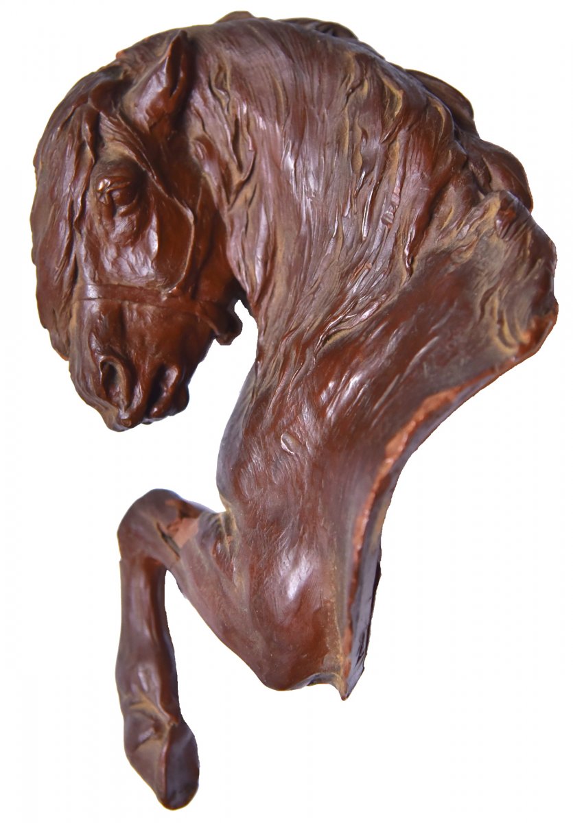 Wax Horse Bust, Original Sculpture-photo-3