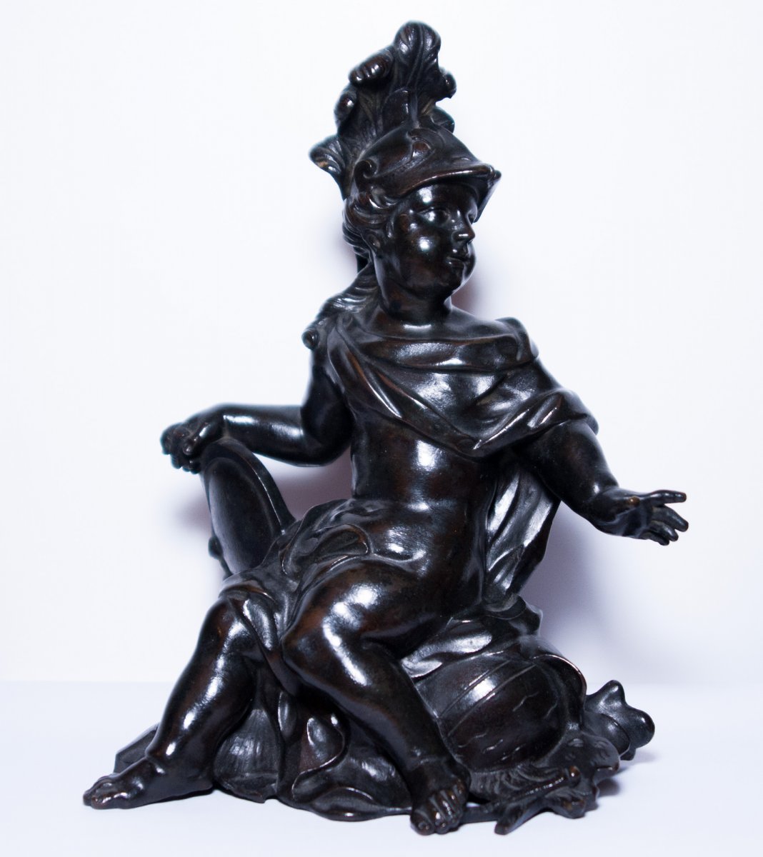 Paire de sculptures en bronze allégoriques d'époque Régence-photo-2