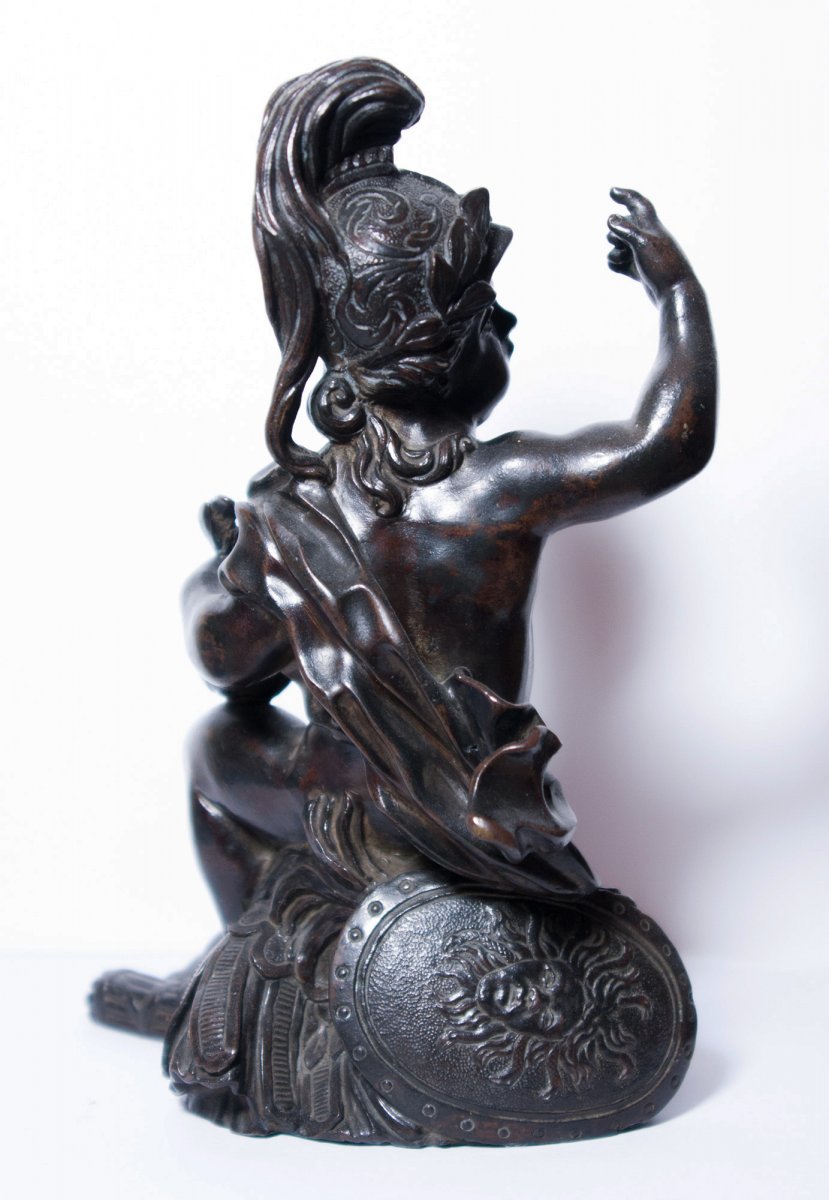 Paire de sculptures en bronze allégoriques d'époque Régence-photo-4