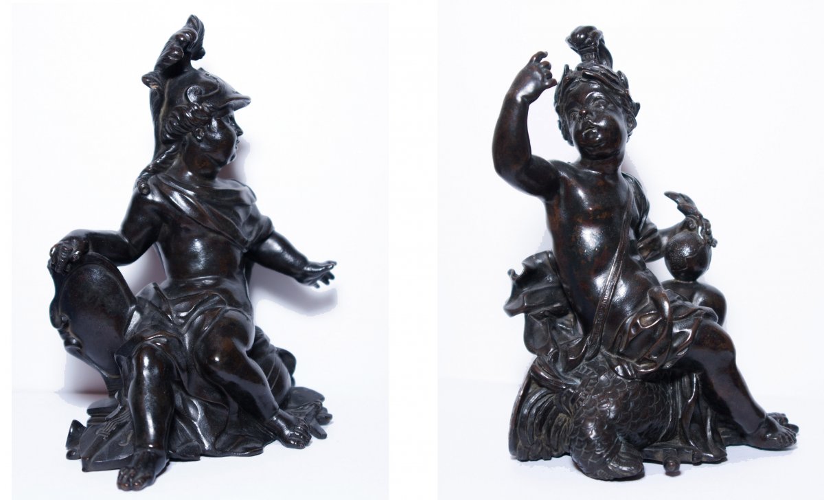 Pair Of Allegorical Bronze Figures, French Regency Period