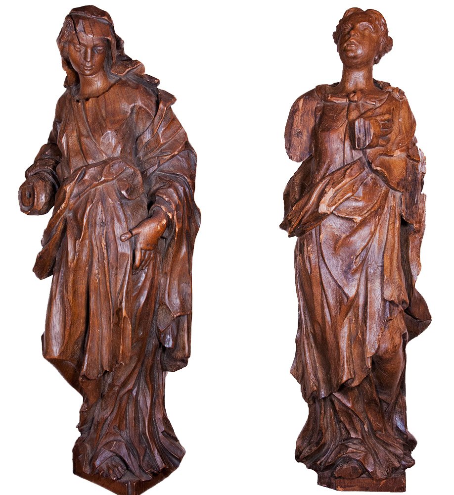 Paire de figures allégoriques en chêne, vers 1720-1740 