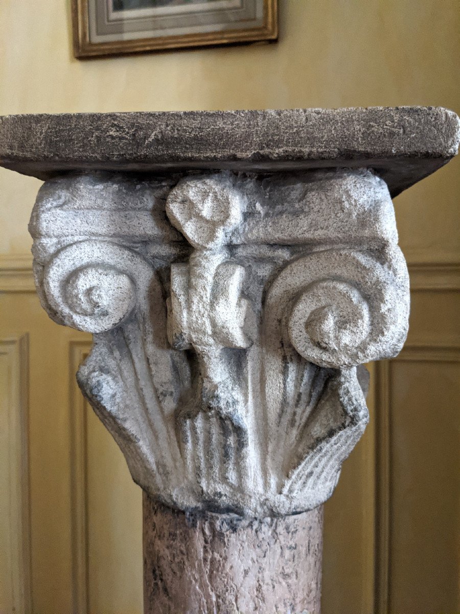 Marble Column Partly Medieval-photo-2