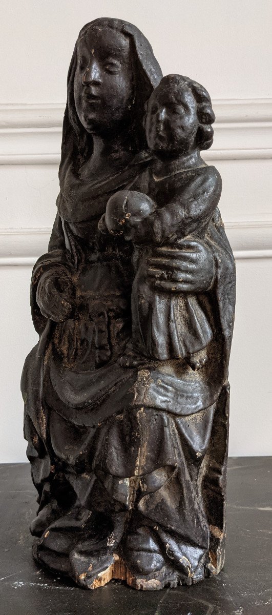 Virgin And Child Seated In Wood - 15th Century-photo-4