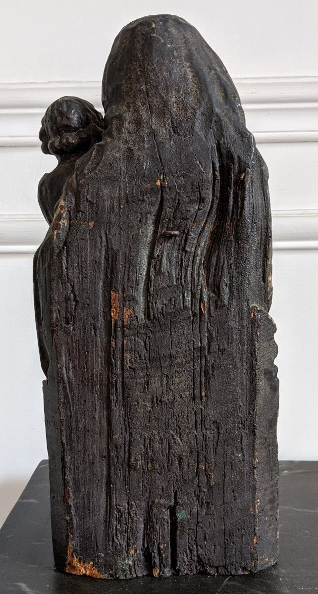 Virgin And Child Seated In Wood - 15th Century-photo-2