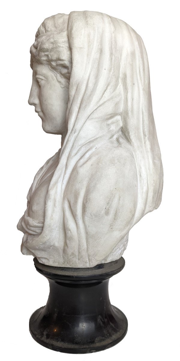 Buste de femme néo-classique en marbre blanc, vers 1780-1800-photo-4