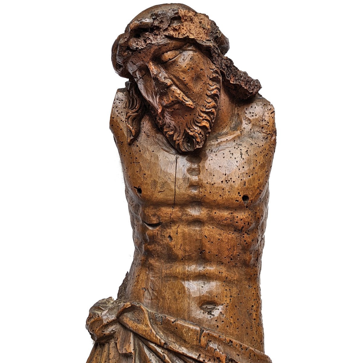 Christ en noyer sculpté, fin du XVe - début du XVIe siècle-photo-2