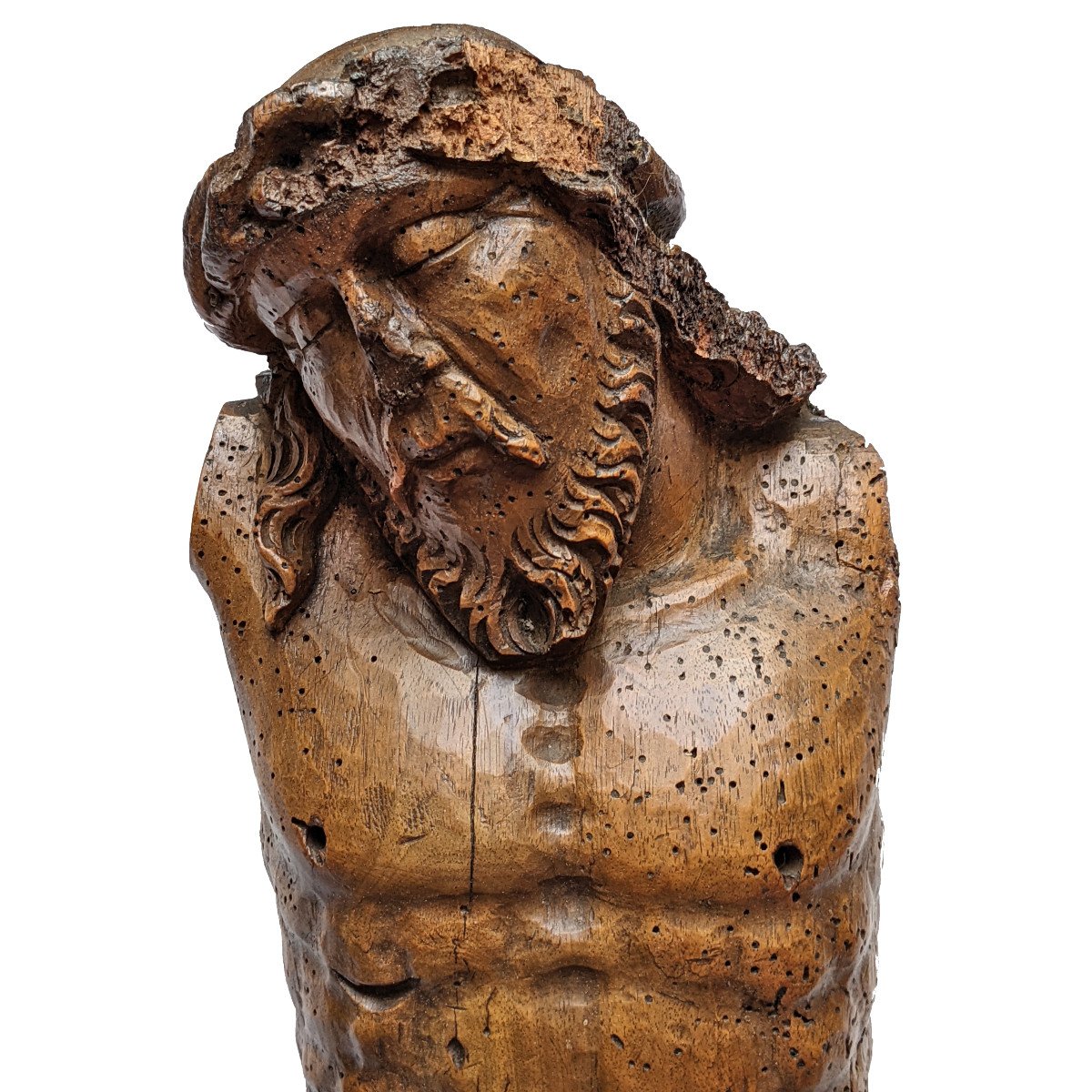 Christ en noyer sculpté, fin du XVe - début du XVIe siècle-photo-3
