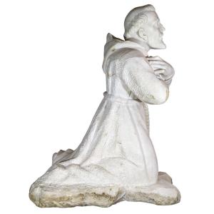 Saint In Prayer In Marble, Probably Saint Francis Of Assisi,  Italy