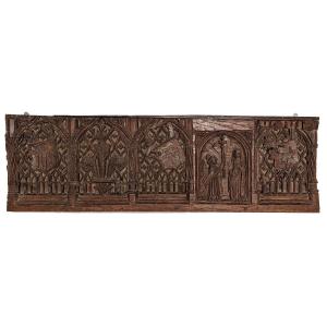 Panneau de coffre à décor marial du XVe siècle