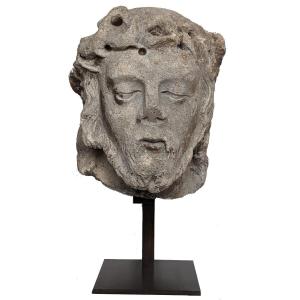 Head Of Christ In Limestone, Lorraine , XVI Th C.