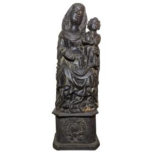 Virgin And Child Seated In Wood - 15th Century