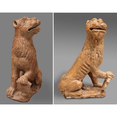 Large Pair Of  Lions, 19th Century