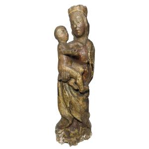 Petite Vierge à l'Enfant en bois polychrome, Autriche, probablement Salzbourg, vers 1500